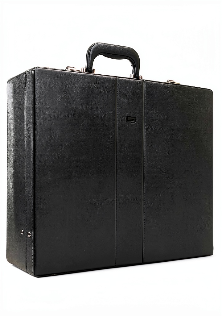 Solo women's laptop briefcase on a business travel scene
