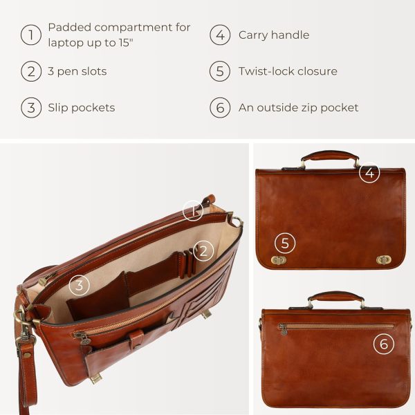 Time Resistance Dark Brown Leather Briefcase for Men-5