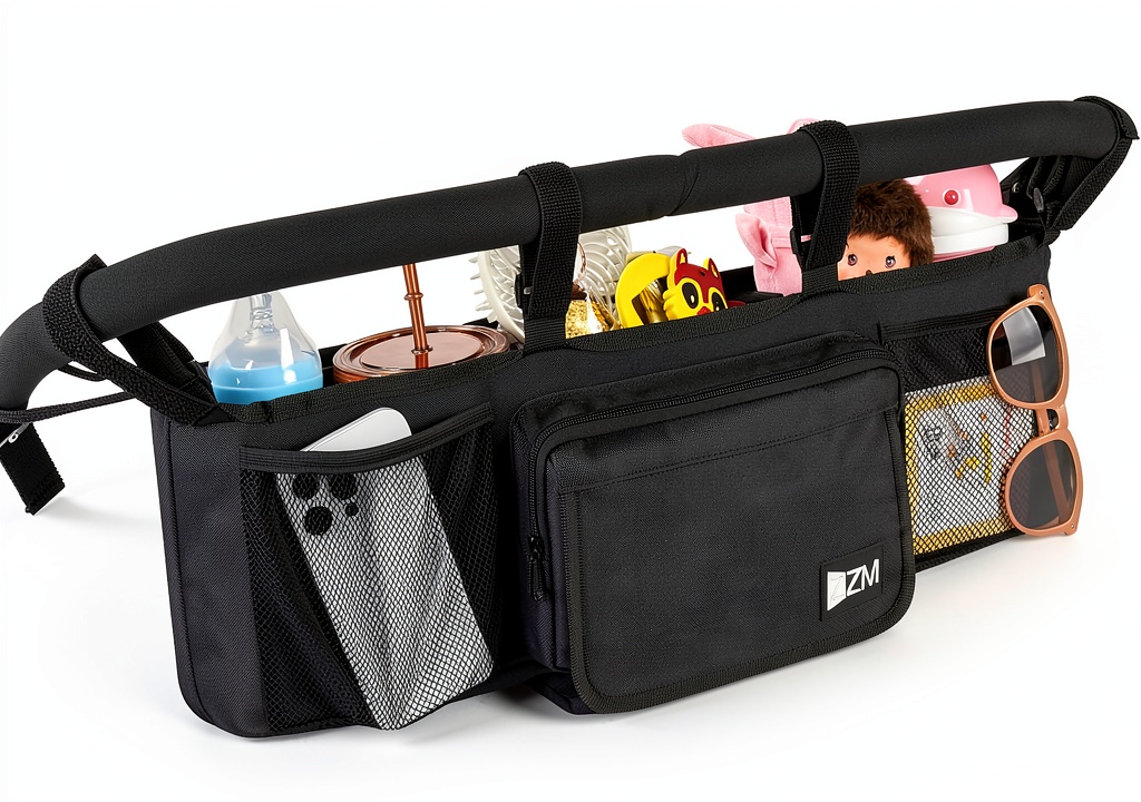 ZZM Double Stroller Organizer with six storage areas