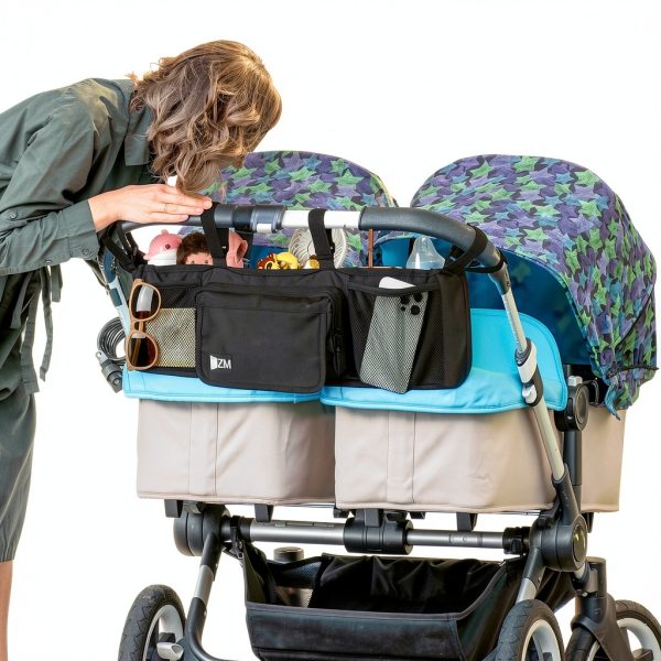 ZZM Double Stroller Organizer Premium Nylon Portable-5