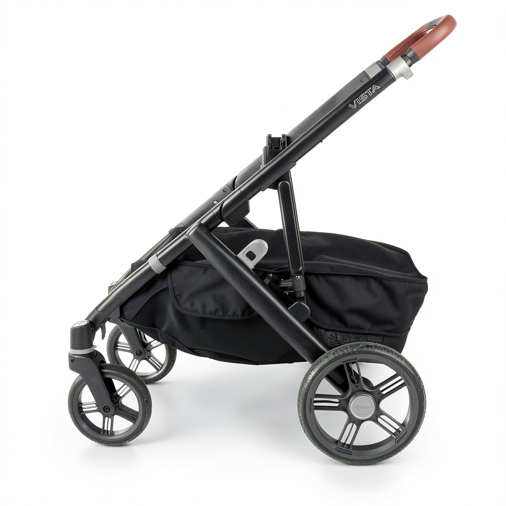 UPPAbaby Vista basket cover attached to stroller during a walk