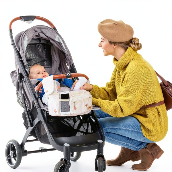 GOBABYMART Stroller Organizer Beige Foldable-5