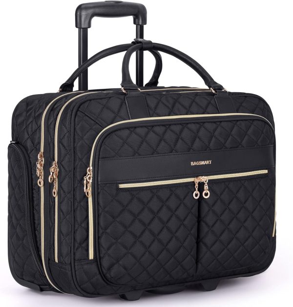 BagSmart Rolling Laptop Bag Black-0