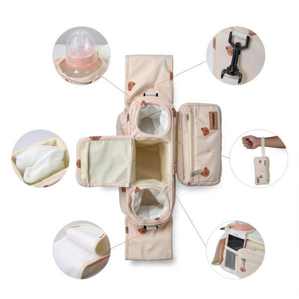 GOBABYMART Stroller Organizer Beige Foldable-1