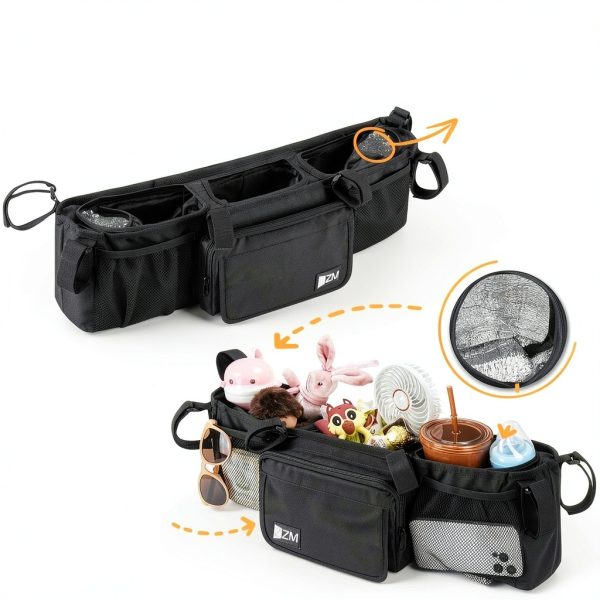 ZZM Double Stroller Organizer Premium Nylon Portable-2
