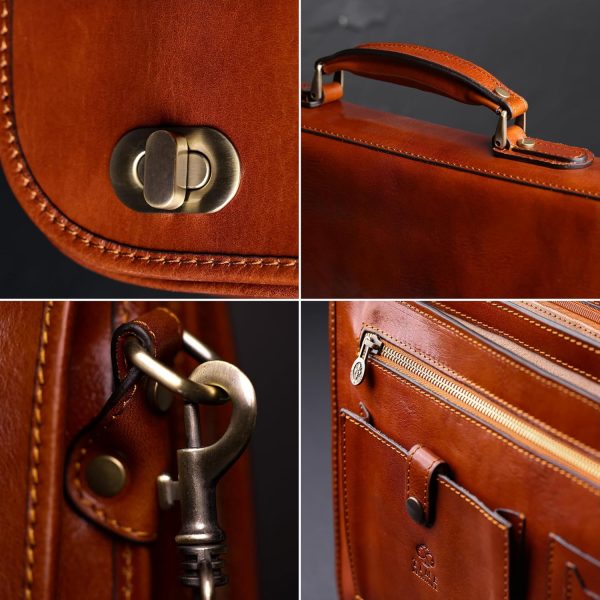 Time Resistance Dark Brown Leather Briefcase for Men-4