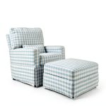 Namesake Nursery Glider Ottoman Blue Gingham Modern Metal Wood Frame-0