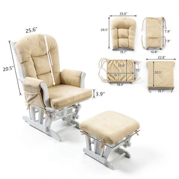 Glider Cushion Set Boshen Beige Modern Plush-2