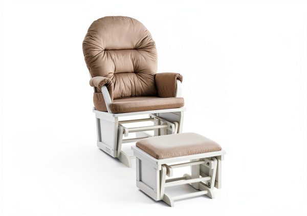 Suite Bebe Nursery Glider & Ottoman Set White Light Grey-2