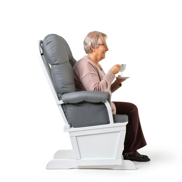 Costzon Nursery Glider Ottoman Light Grey Wood-5