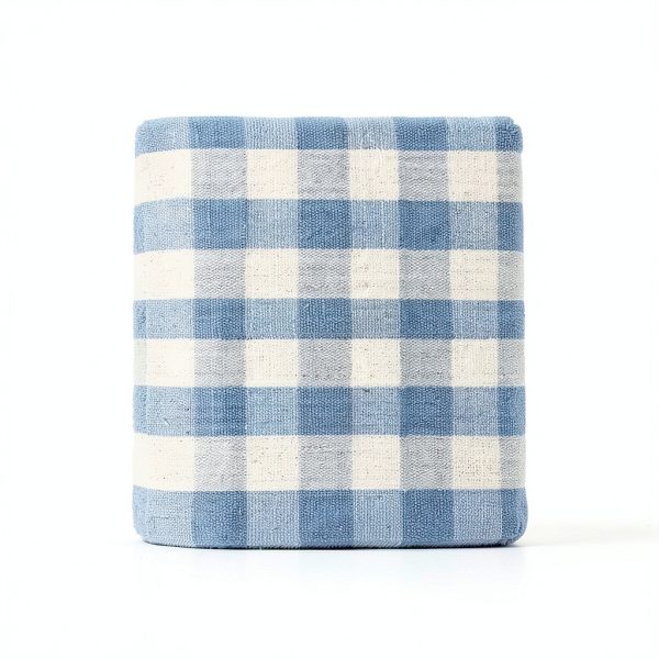 Namesake Nursery Glider Ottoman Blue Gingham Modern Metal Wood Frame-5