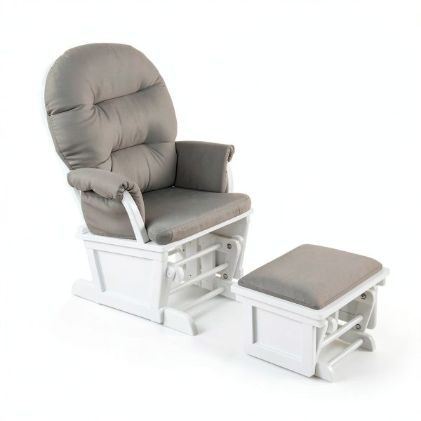 Costzon Nursery Glider Ottoman Light Grey Wood-2