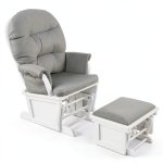 Costzon Nursery Glider Ottoman Light Grey Wood-0