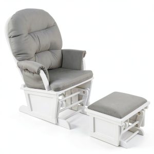 Costzon Nursery Glider Ottoman Light Grey Wood-0
