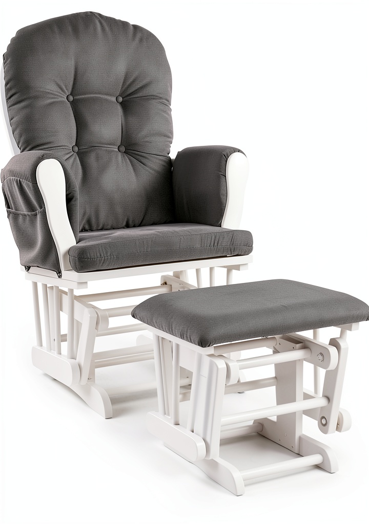 DORTALA Rocking Glider and Ottoman Set Beige Light Grey Color assembled in a modern nursery with natural light