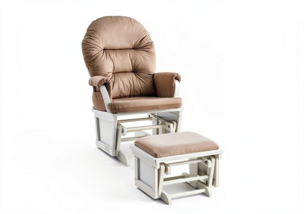 Suite Bebe Nursery Glider & Ottoman Set White Light Grey-0