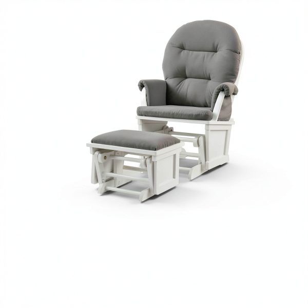 Costzon Nursery Glider Ottoman Light Grey Wood-6