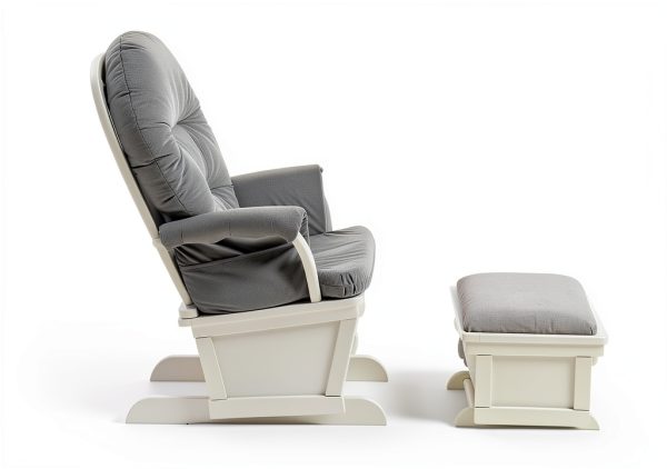 Suite Bebe Nursery Glider & Ottoman Set White Light Grey-3
