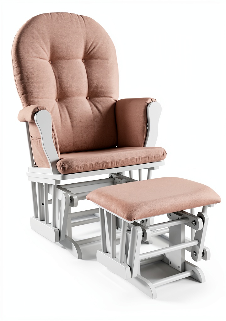 Installing ComfortLiving Glider Chair with Ottoman Natural Gray Padded Arms in a living room