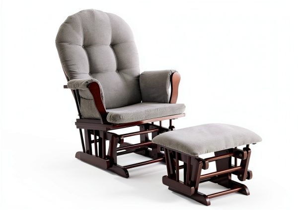 CozyGlide Glider Chair with Ottoman Grey/Dark Polyester Wood Frame-0