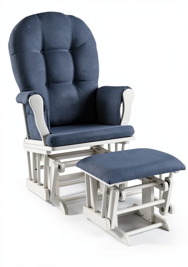 CozyHome Grey Fabric Glider Chair with Removable Cushion – Wood Frame-0