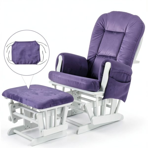 Nursery Glider Cushion Set BECHAEO Lavender Velvet 5 Piece Replacement-3