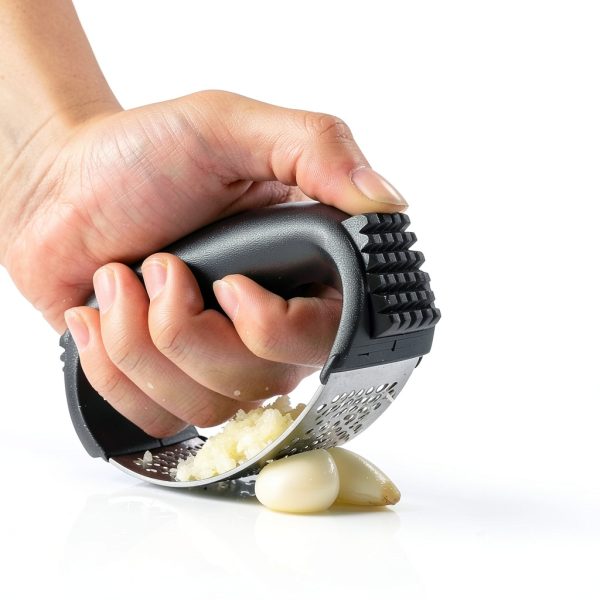 Garlic Press Rocker Oeraidim Stainless Steel Mincer with Peeler-5