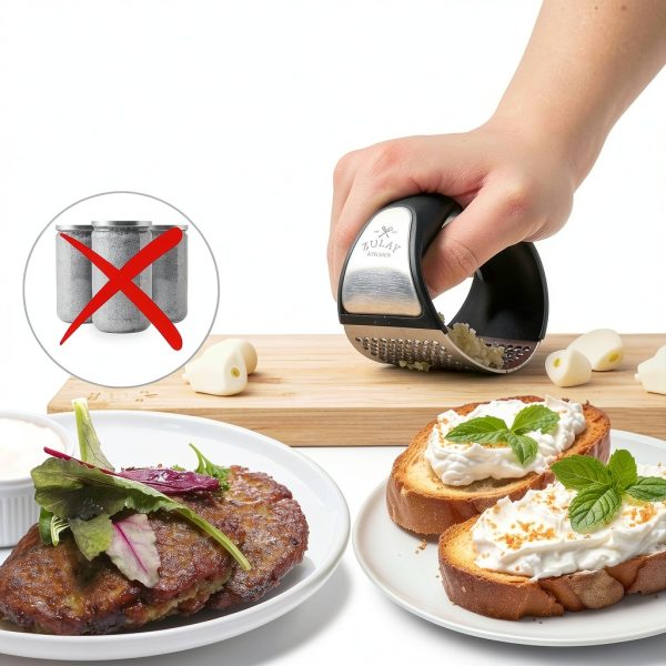 Garlic Press Zulay Stainless Steel Rocker Set Deep Black Grip-2