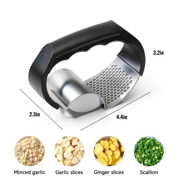 Garlic Press Rocker Stainless Steel 2-in-1 Crusher Silver Gp-r001-4
