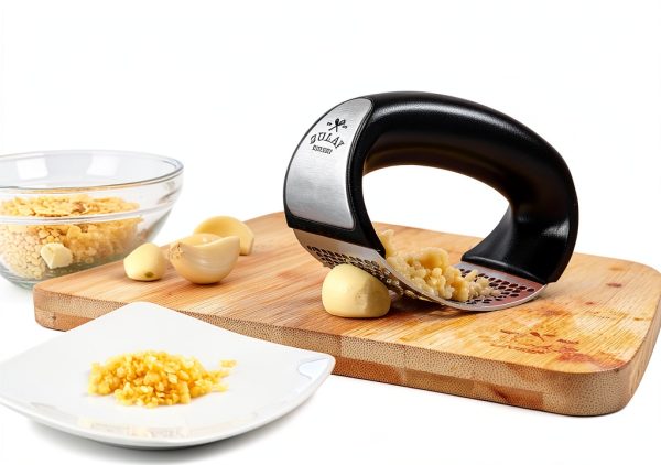 Garlic Press Zulay Stainless Steel Rocker Set Deep Black Grip-1