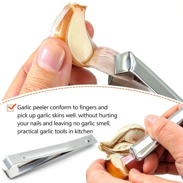 Garlic Peeler COKSDUPID 3PCS Stainless Steel with Ergonomic Handles-3