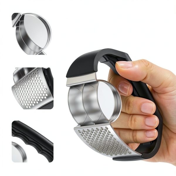 Garlic Press Rocker Stainless Steel 2-in-1 Crusher Silver Gp-r001-1
