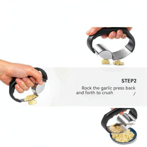 Garlic Press Rocker Stainless Steel 2-in-1 Crusher Silver Gp-r001-3