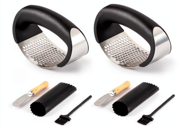 Garlic Press Rocker 2 Pack Steel with Peelers & Brushes – Rngeo-0