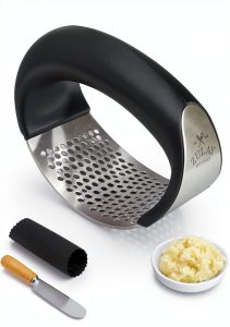 Garlic Press Zulay Stainless Steel Rocker Set Deep Black Grip-0