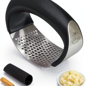 Garlic Press Zulay Stainless Steel Rocker Set Deep Black Grip-0