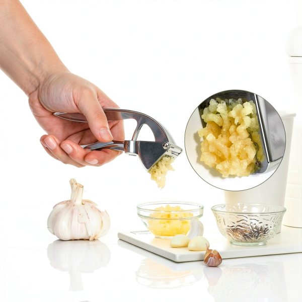 Garlic Press COKORA Premium Kitchen Garlic Mincer Metal Crusher Silver-3