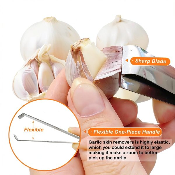 Garlic Peeler COKSDUPID 3PCS Stainless Steel with Ergonomic Handles-4