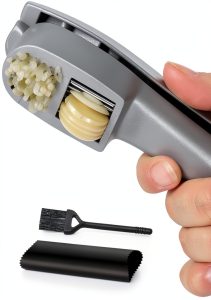 Garlic Press ANERONG 2-in-1 Mincer Crusher with Peeler & Brush-0