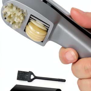 Garlic Press ANERONG 2-in-1 Mincer Crusher with Peeler & Brush-0