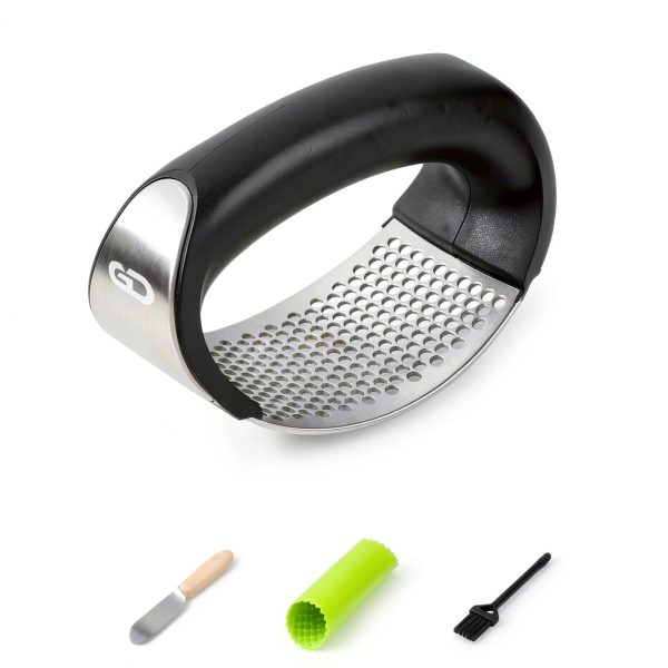 Garlic Press Rocker by Global Digitronix Steel Mincer with Peeler-5