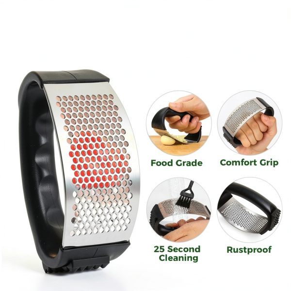Garlic Press Rocker by Pomyter Stainless Steel Mincer with Peeler-3