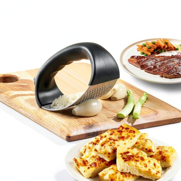 Garlic Press Rocker by Pomyter Stainless Steel Mincer with Peeler-4