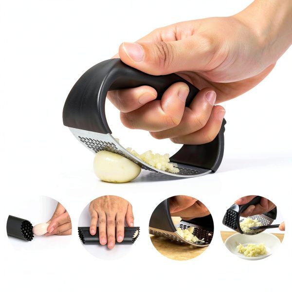 Garlic Press Rocker by Pomyter Stainless Steel Mincer with Peeler-1