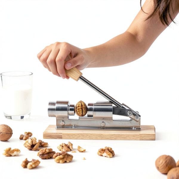 Nutcracker JARGUUO Heavy Duty Manual Nut Cracker with Wooden Base-5